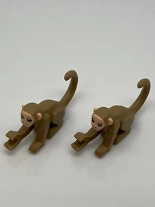 Lego Lot Of 2 Small Dark Tan Monkey with Light Nougat Face and Ears Pattern #45 - Picture 1 of 1