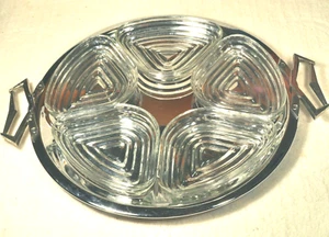 Plato vintage Kromex 13 3/8" con 6 vidrios Manhattan o Park Avenue - Imagen 1 de 9