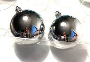 NEW MACY'S HOLIDAY LANE SILVER SHATTERPROOF BALL CHRISTMAS ORNAMENT 3" 2 PCS - Picture 1 of 3