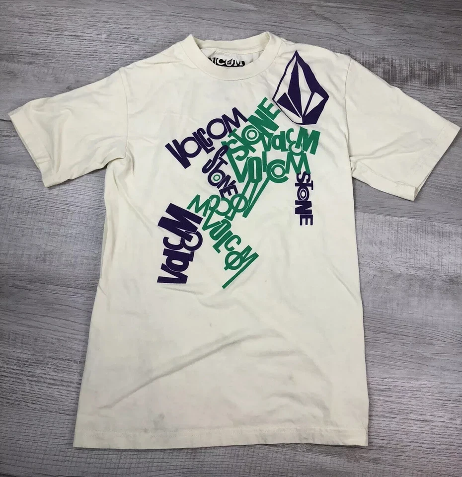 Vintage Volcom T Shirt Light Yellow Basic Tee Print Mens Size Small - Image 1 of 4