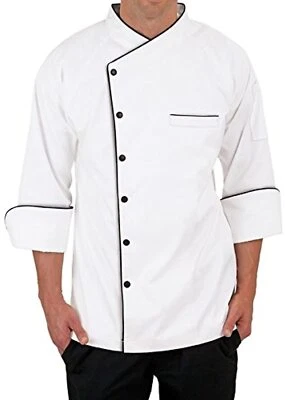 Kitchen Uniform Chef Jacket 3/4 Sleeve Chef Coat Men Food Service Shirt - Image 1 of 4