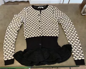 Maglione cardigan Christian Dior slim fit manica lunga nero bianco lana taglia 4 nuovo senza etichette - Foto 1 di 12