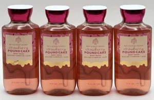 NEW Bath and Body Works Strawberry Pound Cake Body Wash 10 Oz Bottles Set Of 4 - Picture 1 of 3