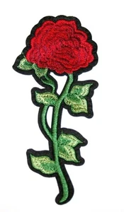 Red Rose Embroidery Sew, Iron On Patch for Clothes, Jeans Fabric Applique DIY - Picture 1 of 1