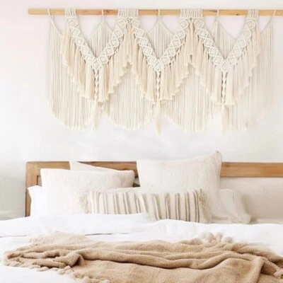 NUEVO Tapiz de Algodón Boho Anthro XL Macramé Tejido Hilo Teñido Colgante de Pared 25 x 47 Foto 1 de 4