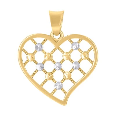 Colgante pequeño pequeño pequeño con dije de moda corazón amor corte diamante oro 10k tono remolque Foto 1 de 3