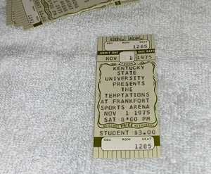 THE TEMPTATIONS VINTAGE UNBENUTZT 1975 KONZERT TICKETS FRANKFORT SPORTS ARENA grün - Bild 1 von 5