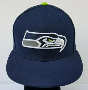 Seattle Seahawks Blue Hat 7 1/4 New Era Fitted Cap Auth 59/Fifty - Picture 1 of 7