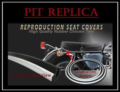 NEW HIGH QUALITY MOTORCYCLE CHROME RUBBER SEAT COVER TRIM 1.6m LENGTH           - Image 1 of 4