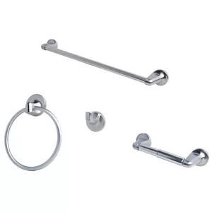 4 Piece Bath Accessory 18" Towel Bar Towel Ring Robe Hook Toilet Paper Holder - Picture 1 of 14