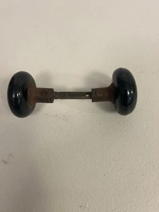 Antike schwarze Porzellan Türknaufgarnitur Türbeschlag - Bild 1 von 4