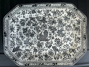 Burleigh Stonewall Kitchen Black Regal Chinese Peacock Rectangular Platter Rare - Picture 1 of 5