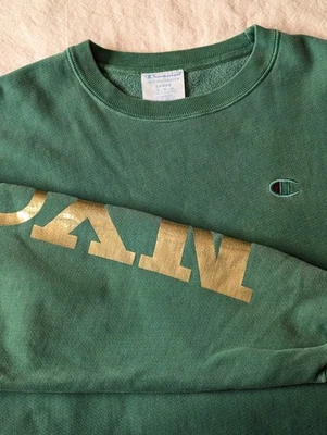 Чемпион обратный плетение зеленый тяжелый классический толстовка золото 'NYC' рукав большой - Изображение 1 из 4