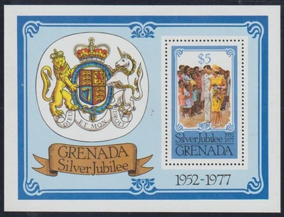 GRENADA & GRENADINES 1977 #390-393, #237-239 PRATA JUBILEU/VISITA REAL SOBREIMPRESSÃO - Imagem 1 de 3