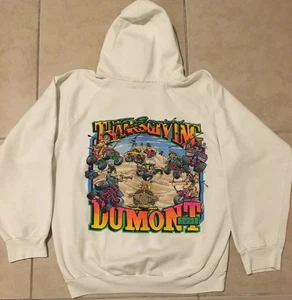 Vtg 90s I Survived Dumont Thanksgiving Faded Hoodie S Motocross Racing Grunge MX - Picture 1 of 20