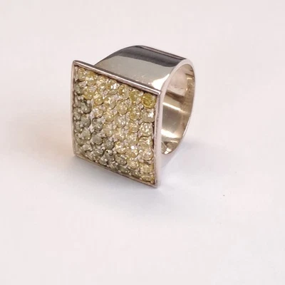 Echt 925 Silber Ring Peridot Citrin Damen Edelstein Eckig großer massiv grün  - Bild 1 von 4