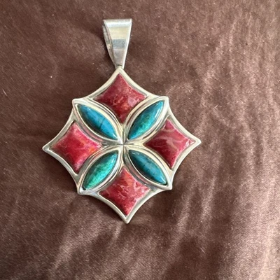 JAY KING DTR Sterling Silver Turquoise Coral Pendant - Image 1 of 3
