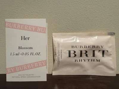Two Burberry Her Blossom Brit Rhythm Perfume Sample Sprays 0.05 oz / 1.5 ml New - Image 1 of 2