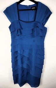 Adrianna Papell Midikleid Stufen Lagenlook Meerjungfrau Etui Damen 10 Blau 2489 - Bild 1 von 14