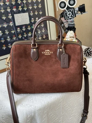 NWT -Coach Rowan Suede Large Satchel Bag CCC79 Fall 2025 in Vintage Brown - Image 1 of 4