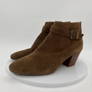 GUC Aquatalia Leather Ankle Boots Brown Suede Side Zip Size 8 - Picture 1 of 12