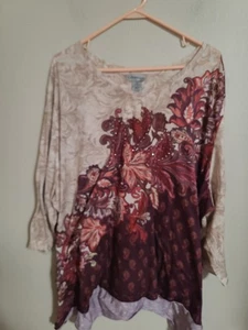 Catherine's Women's 4X Blouse - Hi/Lo Hem - Bead Accents - Picture 1 of 4