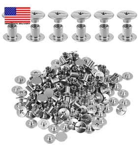 60 juegos de tornillos Chicago para cuero, remaches de tornillo para cuero M6 X 7 mm carbono Ste - Imagen 1 de 7