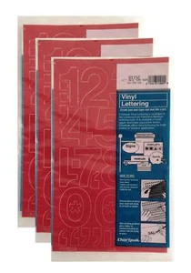 Chartpak 2-inch Red Stick-on Vinyl Numbers (01152), 3 PACKS - Picture 1 of 1