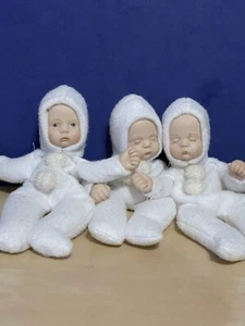 set of 3 bean bag style porcelian doll heads SO CUTE 7 INCH DOLLS - Picture 1 of 12
