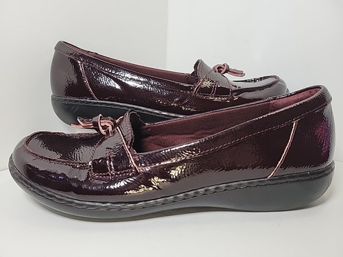 Mocassini donna Clarks collezione slip on bordeaux vernice misura 9m scarpe