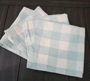 Set of 4 Teal Plaid Dinner Cloth Napkins - Picture 1 of 3