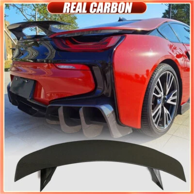 For BMW i8 2014-2018 REAL CARBON FIBER Rear Trunk Spoiler Lip Wing Trim Bodykits - Image 1 of 4