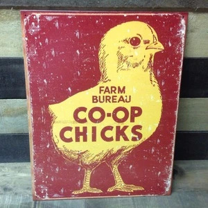Letrero Farm Bureau Cooperativo Bebé Chicks Lata Vintage Garaje Bar Decoración Antiguo Rústico - Imagen 1 de 1