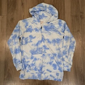 Cat & Jack Lightweight Summer Hoodie Full Zip Tie Dyed Blue White Youth Sz Large - Picture 1 of 4