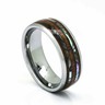 Men's 8mm Stainless Steel Ring With Hawaiian Koa Wood & Abalone Shell Inlay - Comfort Fit (Size 9, Black)