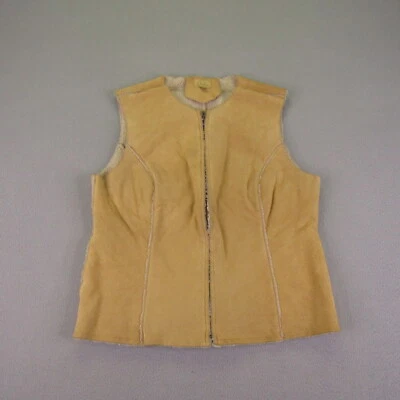 Chaleco Caslon Mujer Mediano Beige Cuero Genuino Piel de Oveja Sherpa Vellón Cremallera Completa Foto 1 de 4