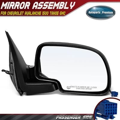 Espelho liso preto direito para Chevrolet Avalanche 1500 Silverado 1500 GMC Yukon - Imagem 1 de 4