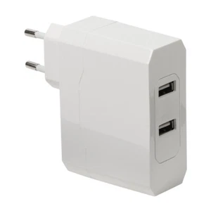 USB-Ladegerät, Netzanschluss, Stromanschluss, Adapter, 2x USB laden, weiß - Bild 1 von 3