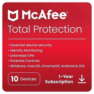 McAfee Total Protection 2025 Antivirus 10 PC Devices 1 Year (EMAIL) - Picture 1 of 10