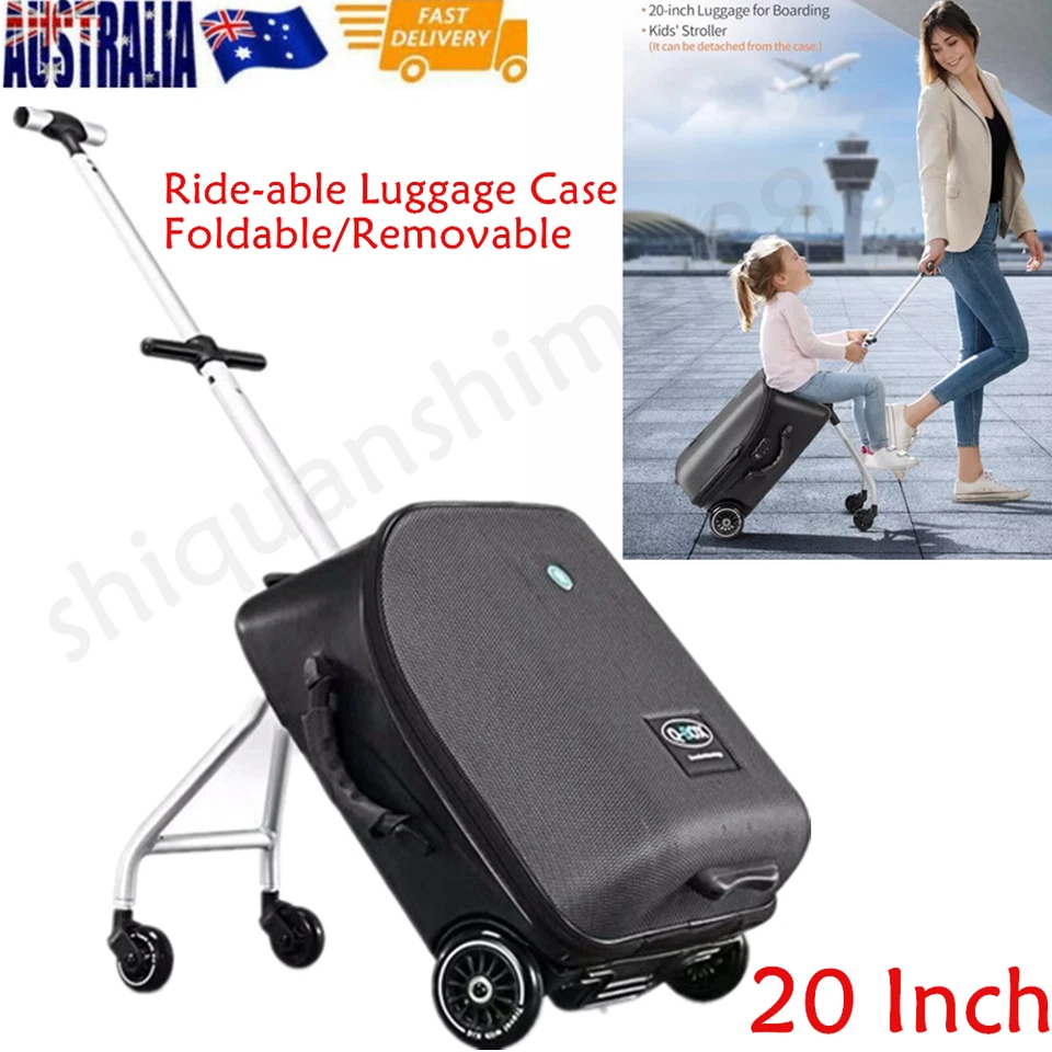 Kids Ride On Suitcase Trolley Carry On Luggage Baby Sitting On Trolley Tavel Bag - image 1 of 4