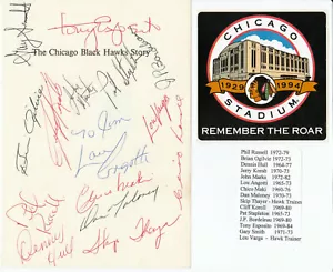 Tony Esposito +14 More Chicago Blackhawks NHL Greats Autograph Sheet PSA/DNA LOA - Imagen 1 de 2