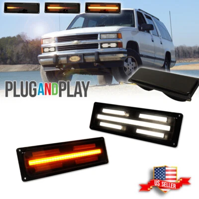 Smoked Switchback LED DRL Signal Lights 88-98 GMC Chevy C/K 1500/2500/3500 Truck - Image 1 of 4