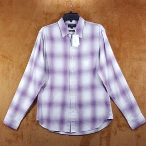 VINCE Shirt Mens Large Purple Mirage Plaid Classic Fit Illusion Check $195 - Picture 1 of 8