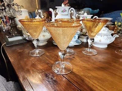 4 vidrio Martini Artland soplado a mano con estuche de citrino burbuja reciclado Foto 1 de 4