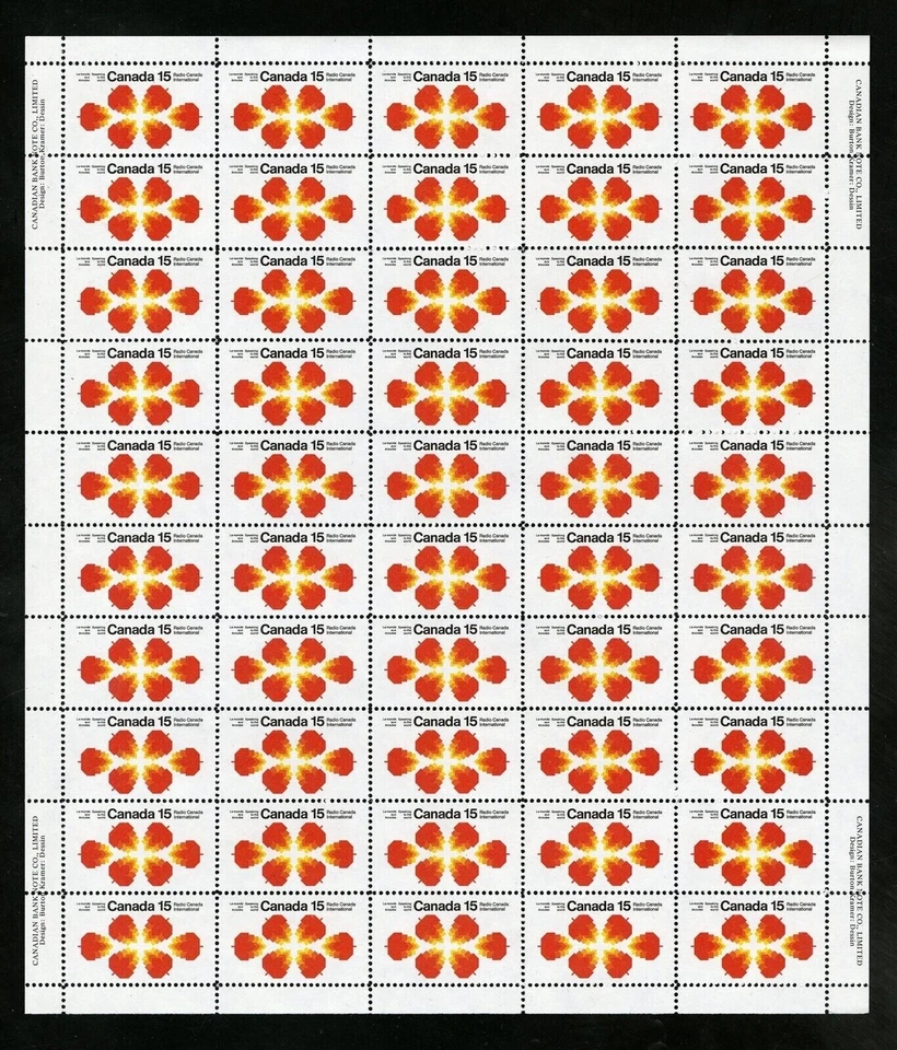 Canada Stamps — Full Pane of 50 — 1971, Radio Canada International #541 / MNH - Image 1 of 1