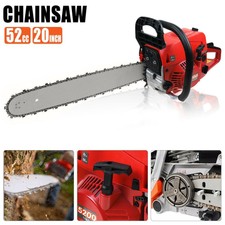 20" Bar Gas Powered Chainsaw 52cc Chain Saw Wood Tree Cutting Aluminum Crankcase