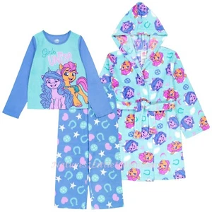 My Little Pony Robe Pajamas Set Size 6 7 8 Girls 3 Piece Bathrobe Cover Up Pants - Picture 1 of 5