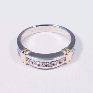 14K White and Yellow Gold Men's Diamond Band w 3/4ct. tw., Size 10.75 - Picture 1 of 5