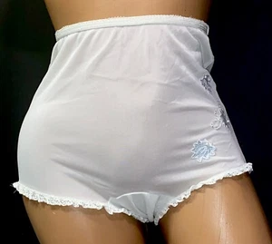 Vintage Panty Gotham Gold Stripe Nylon Ruffle Appliqué Dbl Gusset Mushroom #51B1 - Picture 1 of 18