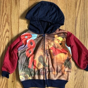 VTG Y2K Winnie The Pooh Full Zip Fleece Jacket Size 2T Embroidered Blue - Picture 1 of 4